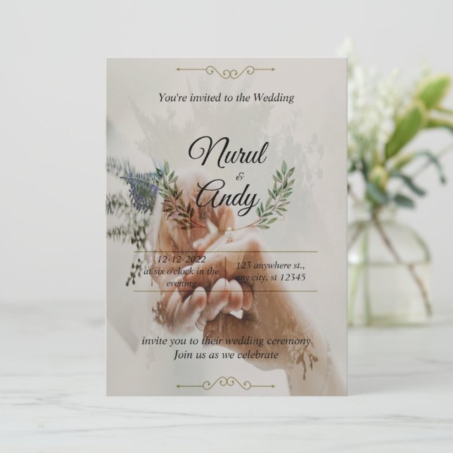 Simple and elegant font with elegant image invitat invitation (Standing Front)