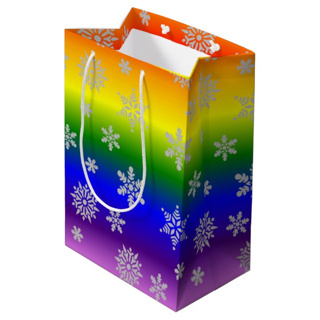 Simple and Elegant Gay Christmas Medium Gift Bag (Back Angled)