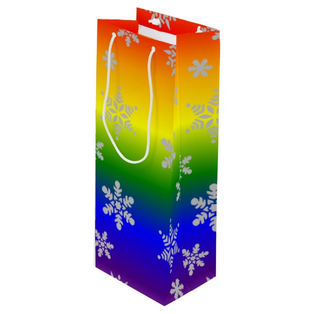 Simple and Elegant Gay Christmas Wine Gift Bag (Front Angled)