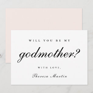 Simple and Elegant Godmother Proposal Pink Invitation