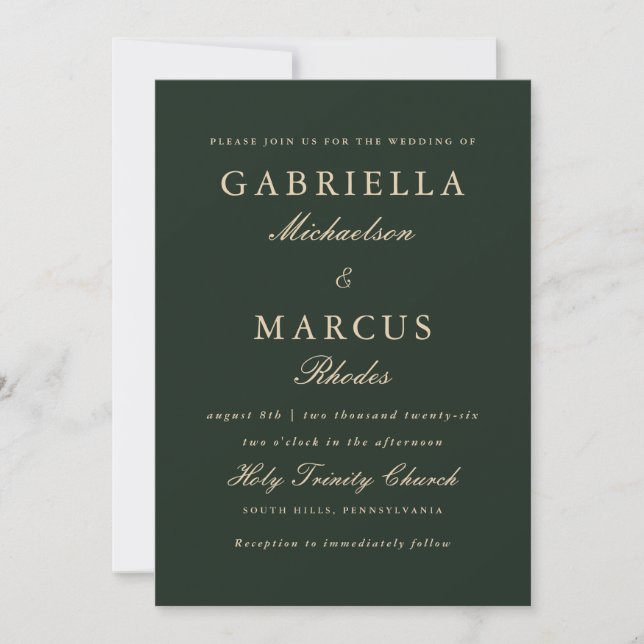 Simple and Elegant Green Wedding Invitation (Front)