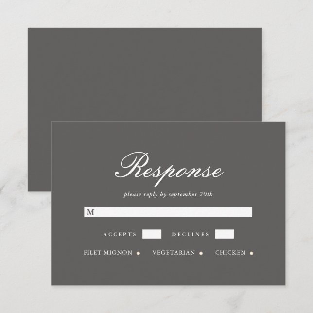 Simple and Elegant Grey Wedding RSVP Card (Front/Back)
