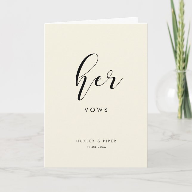 Simple and elegant Her vows wedding vow Card (Front)