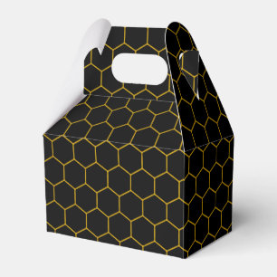 Simple and elegant honeycomb pattern black yellow favour box