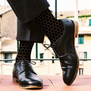  Simple and elegant honeycomb pattern yellow black Socks