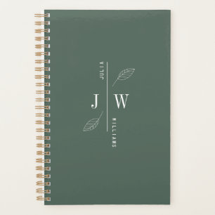 Simple and Elegant Monogram Mineral Green Planner