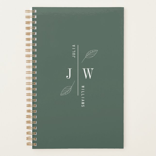 Simple and Elegant Monogram Mineral Green Planner (Front)