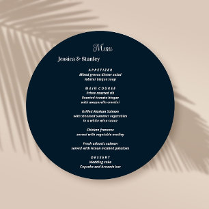 Simple and elegant navy blue Wedding Menu Cards