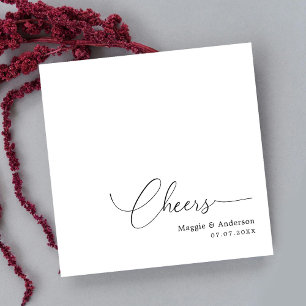 Simple and Elegant: Personalised Cheers Wedding Napkin