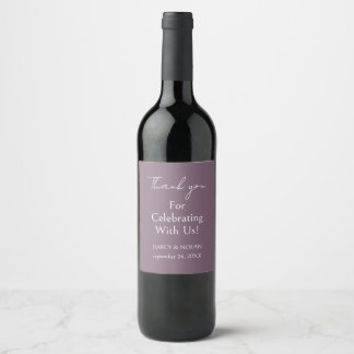 Simple and Elegant Purple wedding Wine Label