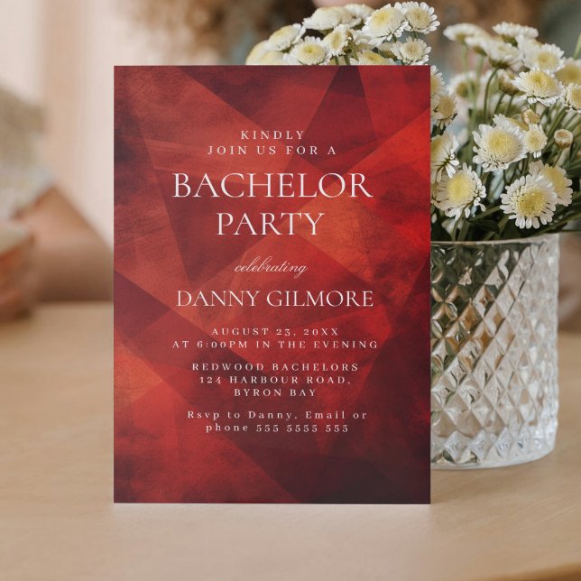 Simple and Elegant Red Bachelor Party  Invitation (Creator Uploaded)