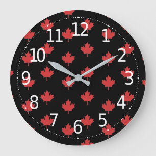 Simple and Elegant Red Maple Leaves Pattern Large Clock