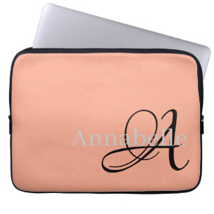 Simple and Elegant rose monogram and name Laptop Sleeve