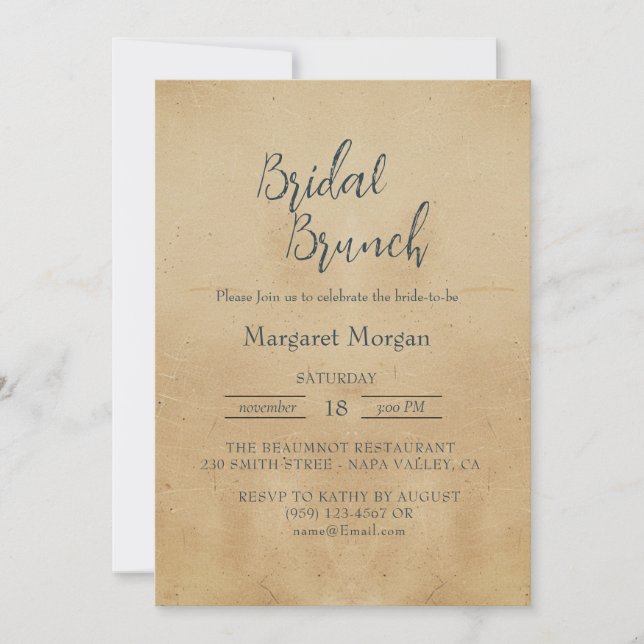 Simple and Elegant Rustic Bridal Brunch Invitation (Front)