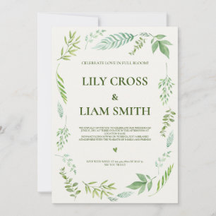 Simple And Elegant Rustic Greenery Wedding Invitation