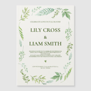 Simple And Elegant Rustic Greenery Wedding Magnetic Invitation