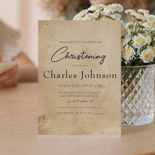 Simple and Elegant Rustic Son Christening Invitation