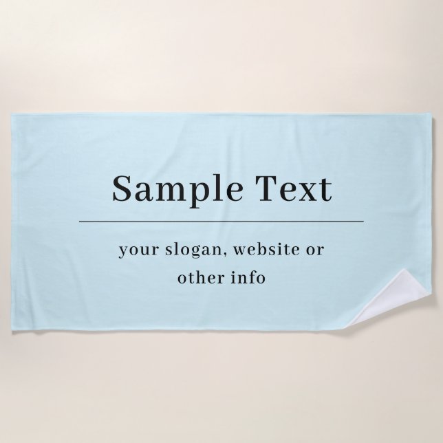 Simple and Elegant Text Template | Light Blue Beach Towel (Front)