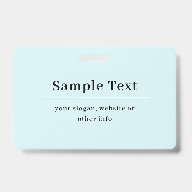 Simple and Elegant Text Template | Light Blue ID Badge (Front)