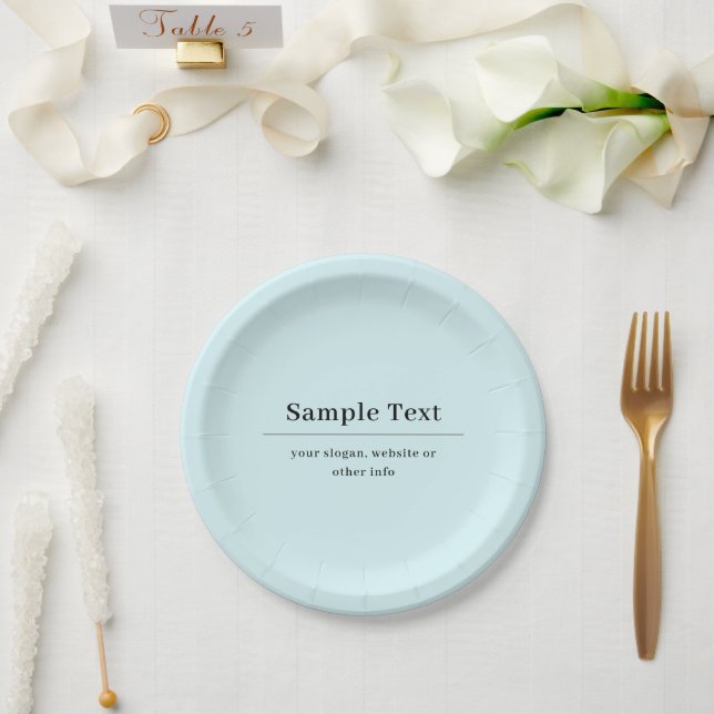 Simple and Elegant Text Template | Light Blue Paper Plate (Wedding)