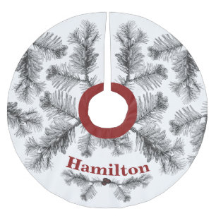 Simple and Elegant Vintage Pine Sprig Christmas  Brushed Polyester Tree Skirt