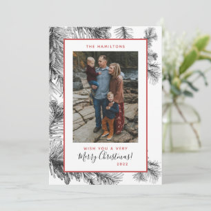 Simple and Elegant Vintage Pine Sprig Holiday Card