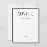 Simple and Elegant Wedding Advice Card<br><div class="desc">Personalise the custom text above. You can find additional coordinating items in our "Simple and Elegant Wedding" collection.</div>