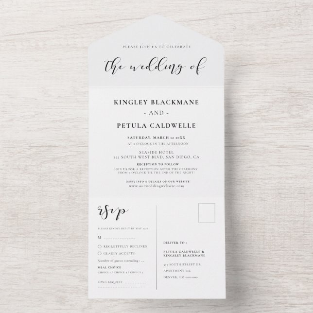 Simple and elegant wedding all in one invitation (Inside)