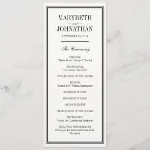 Simple and Elegant Wedding Ceremony Program Programme