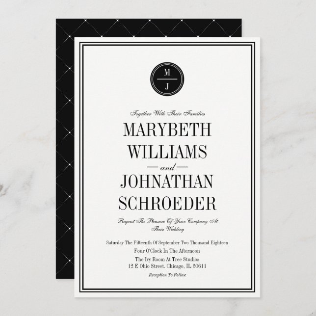 Simple and Elegant Wedding Invitation Card (Front/Back)