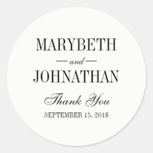 Simple and Elegant Wedding Thank You Favour Sticke Classic Round Sticker