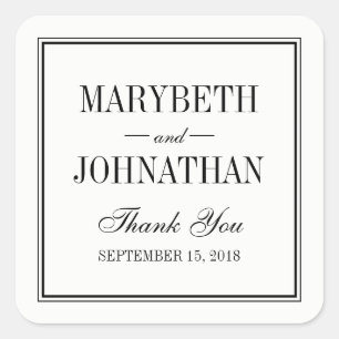 Simple and Elegant Wedding Thank You Favour Sticke Square Sticker