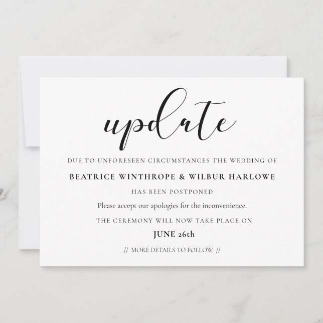 Simple and elegant wedding update card (Front)