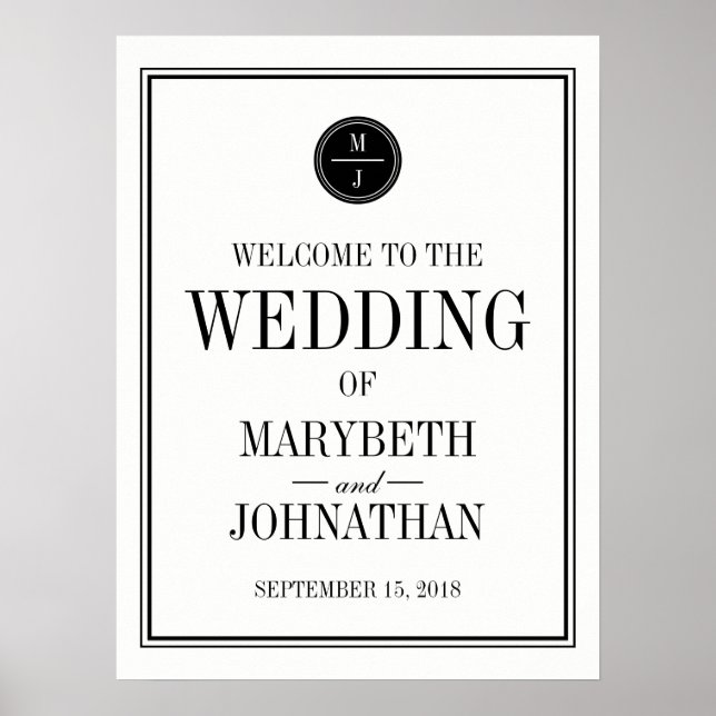 Simple and Elegant Wedding Welcome Sign Poster (Front)