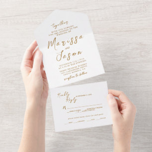 Simple and Elegant White Wedding All In One Invitation