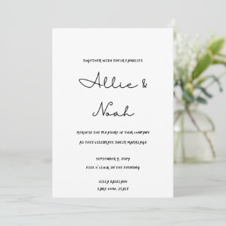 simple and elegant white wedding invitation card