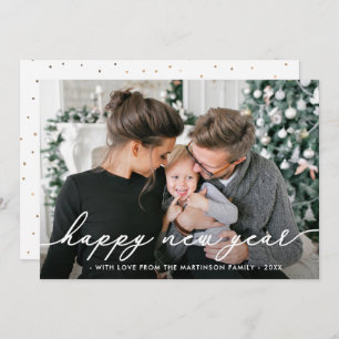 Simple and Festive Dots Happy New Year Photo Holiday Card