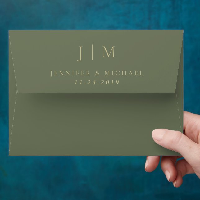 Simple and Formal Sage Modern Minimalist Wedding Envelope (Hand)