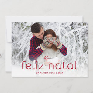 Simple and Fun Red   Feliz Natal Christmas Photo Holiday Card