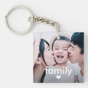Simple and Minimal Family Type with Heart Photo Ke Key Ring