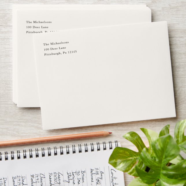 Simple and Minimal Return Address Blush Envelope (Stacked)