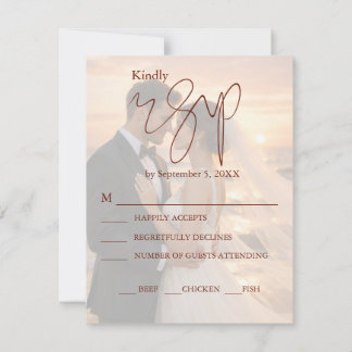 Simple and Minimalist Romantic Sunset Beach Vows RSVP Card