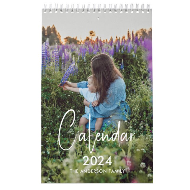 Simple And Modern 2024 Family Photo  Calendar (Cover)