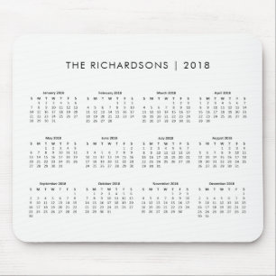 Simple and Modern Black and White 2018 Calendar Mouse Mat