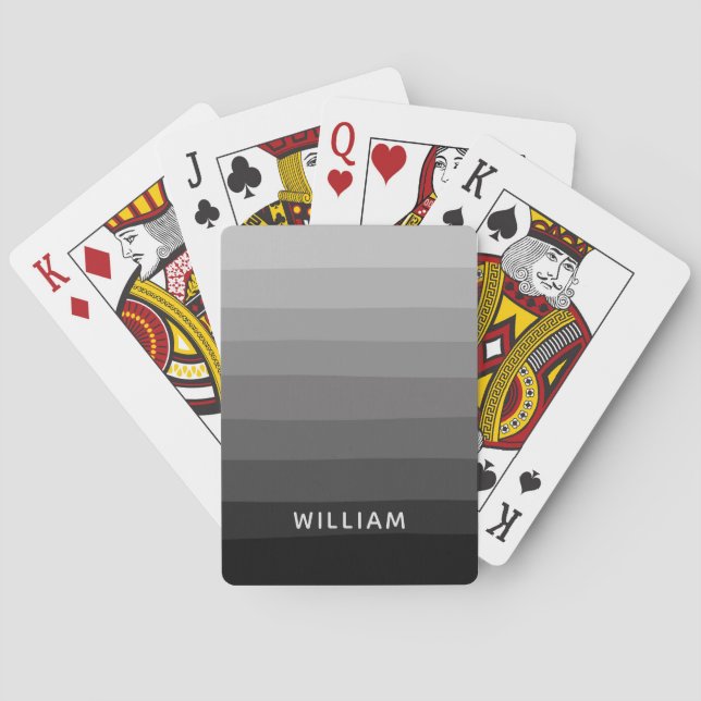 Simple and Modern Black Grey Custom Name Playing Cards (Back)