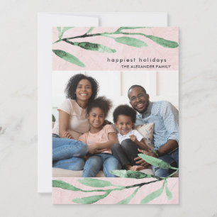 Simple and Modern Botanical Photo Christmas Card