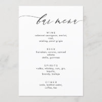 Simple and Modern Calligraphy Bar Menu