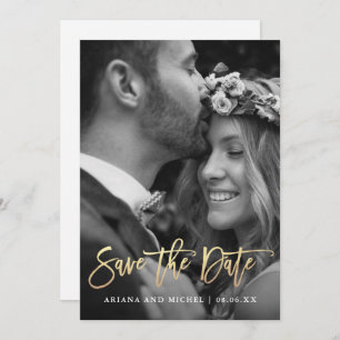 Simple and Modern Calligraphy Photo Wedding Save The Date
