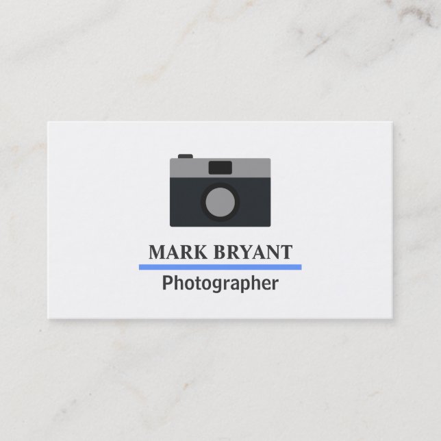 Simple and Modern Camera Icon for Photographers Business Card (Front)