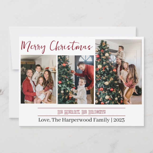  Simple and Modern Christmas Family Photo Collage Holiday Card (Front)